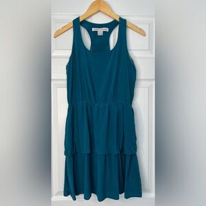 Amanda Uprichard Teal Silk Tiered Racerback Dress Size M